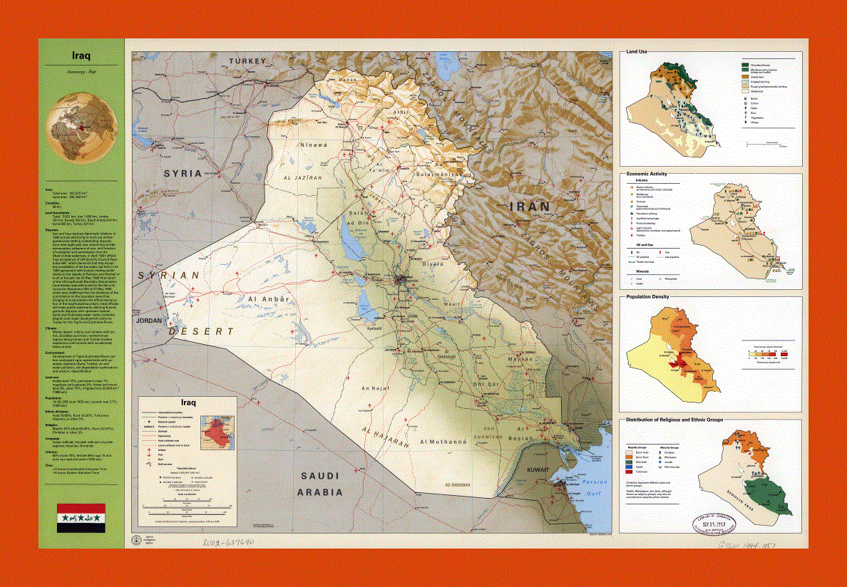 Country profile map of Iraq - 1994