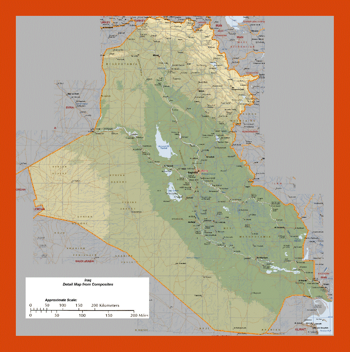 Elevation map of Iraq