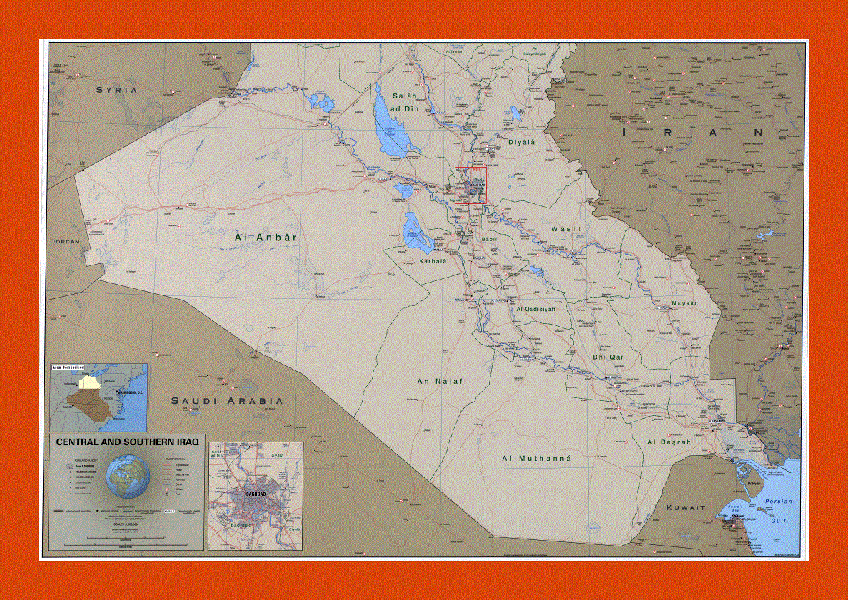 Political and administrative map of Central and Southern Iraq - 2004
