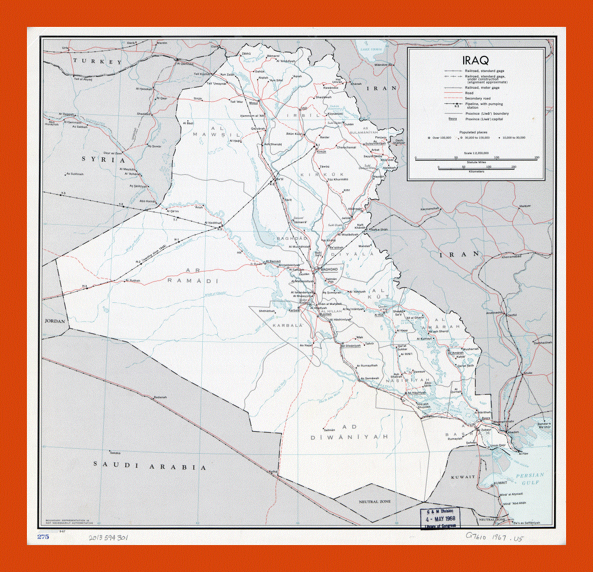 Political and administrative map of Iraq - 1967