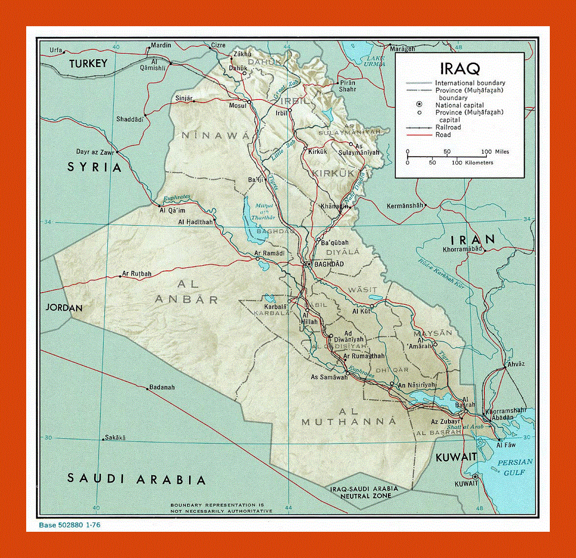 Political and administrative map of Iraq - 1976