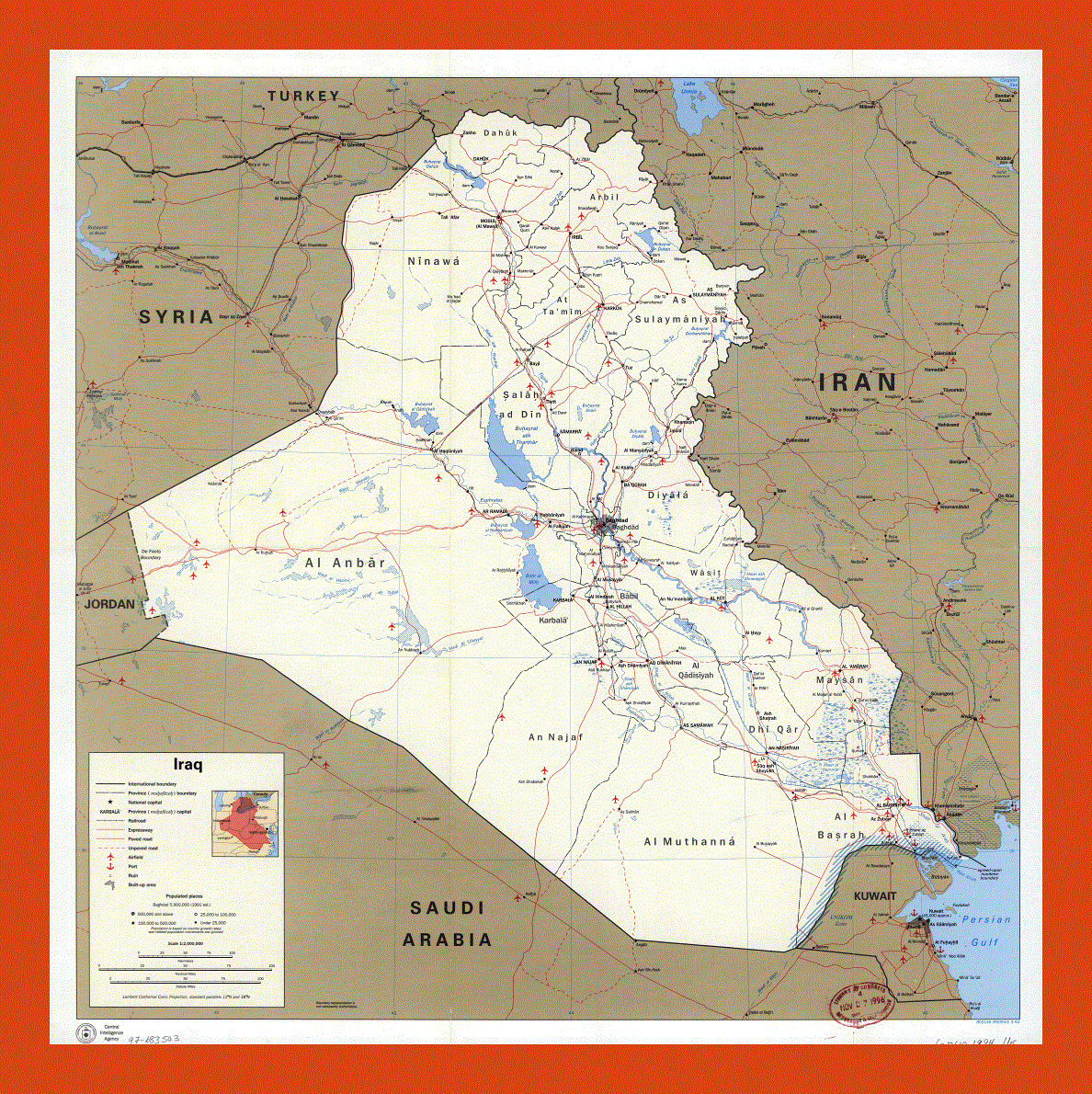 Political and administrative map of Iraq - 1994