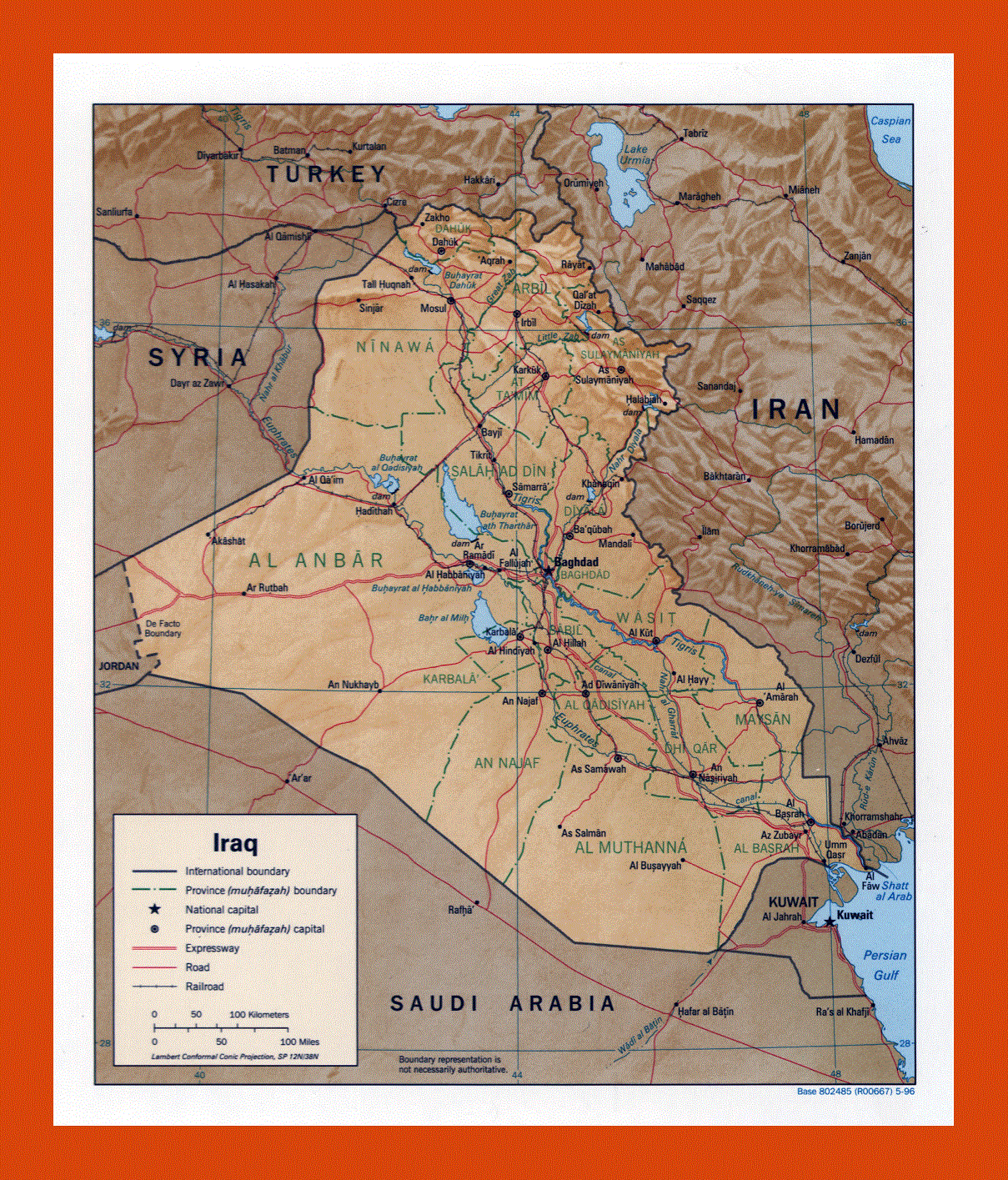 Political and administrative map of Iraq - 1996