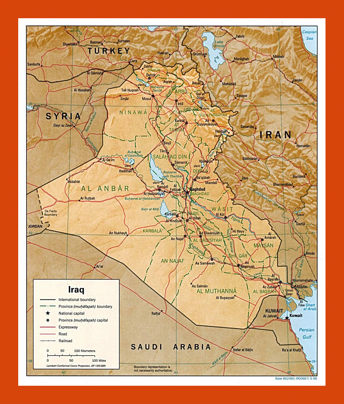 Political and administrative map of Iraq - 1996
