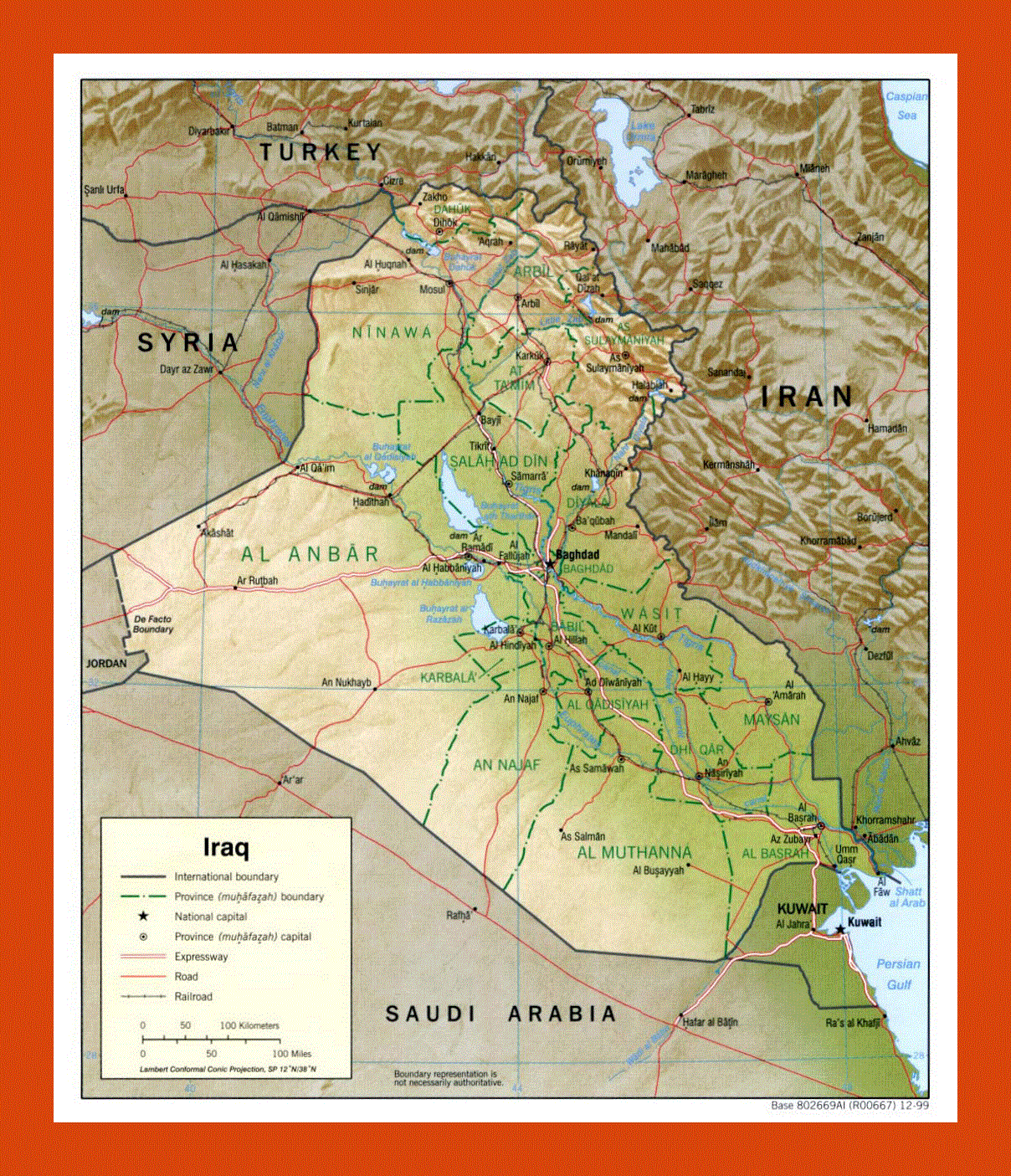 Political and administrative map of Iraq - 1999