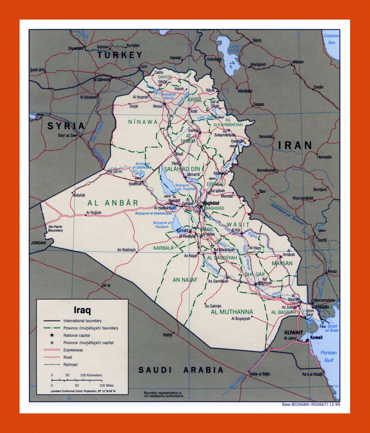 Political and administrative map of Iraq - 1999