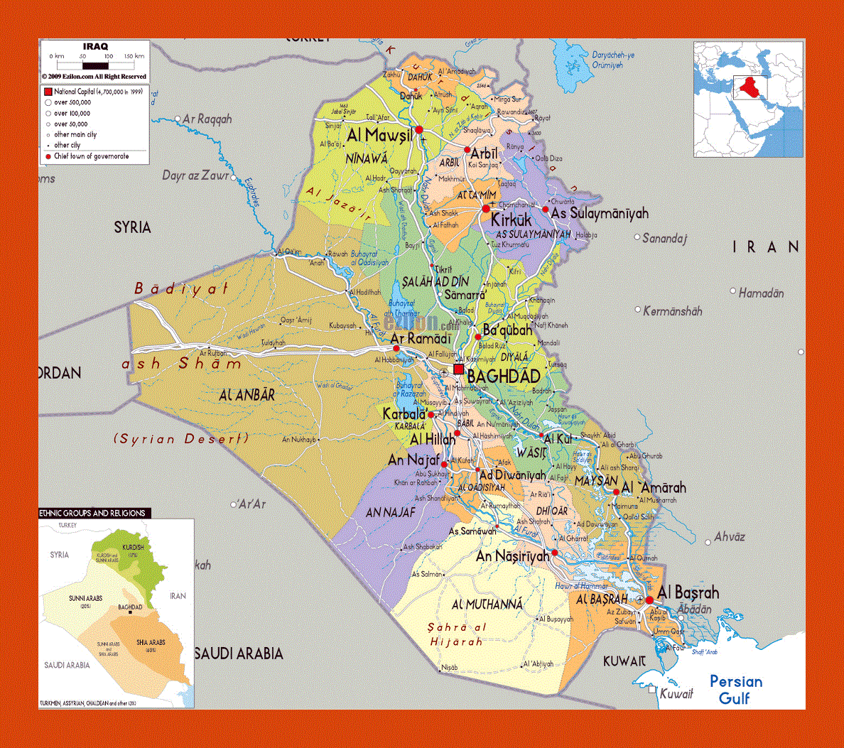 Political and administrative map of Iraq