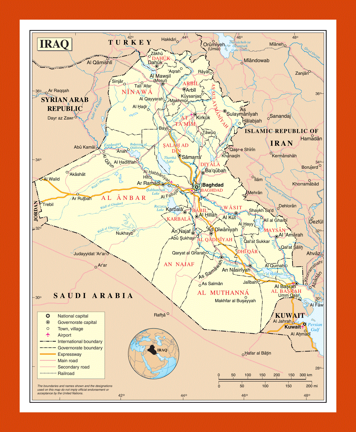 Political and administrative map of Iraq