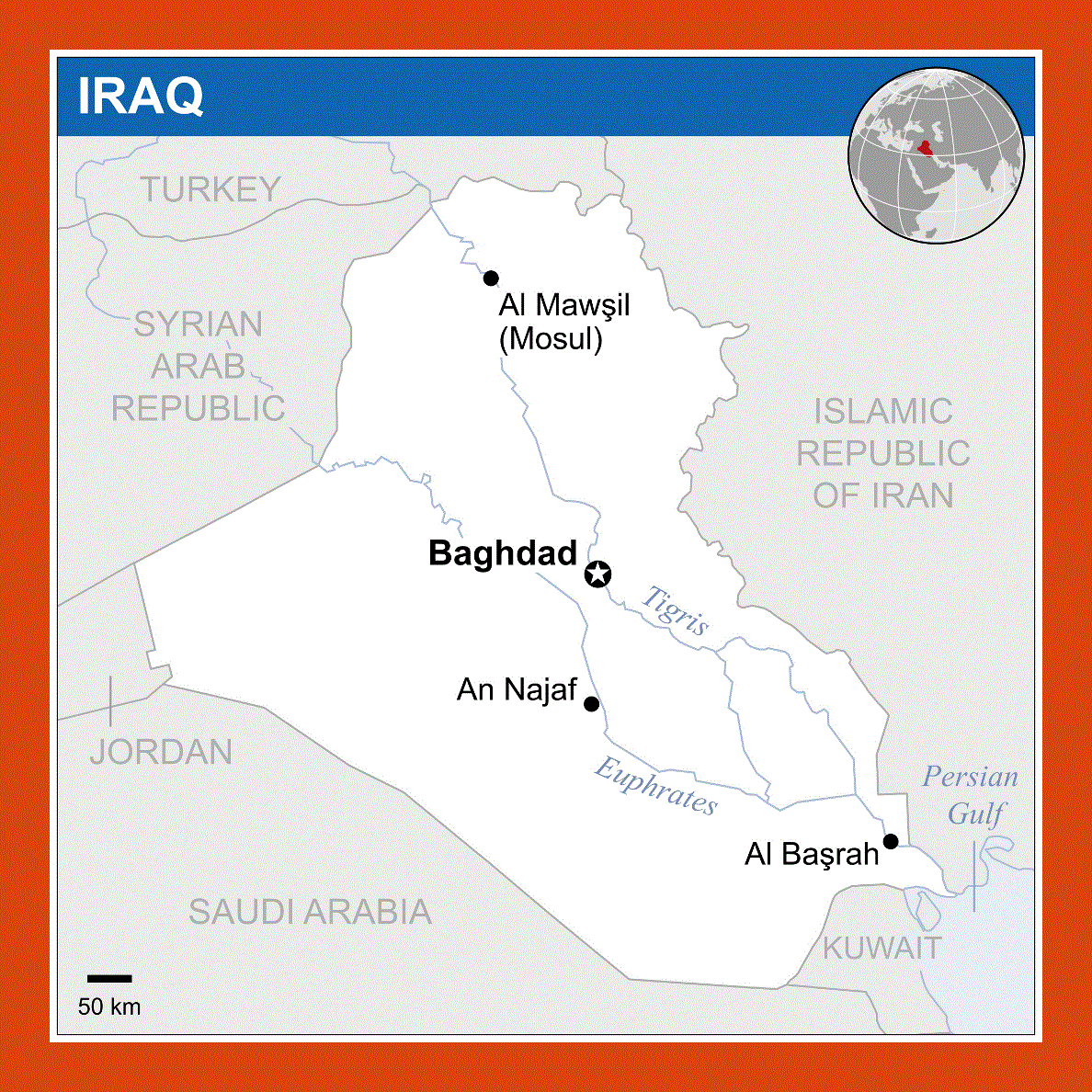 Political map of Iraq