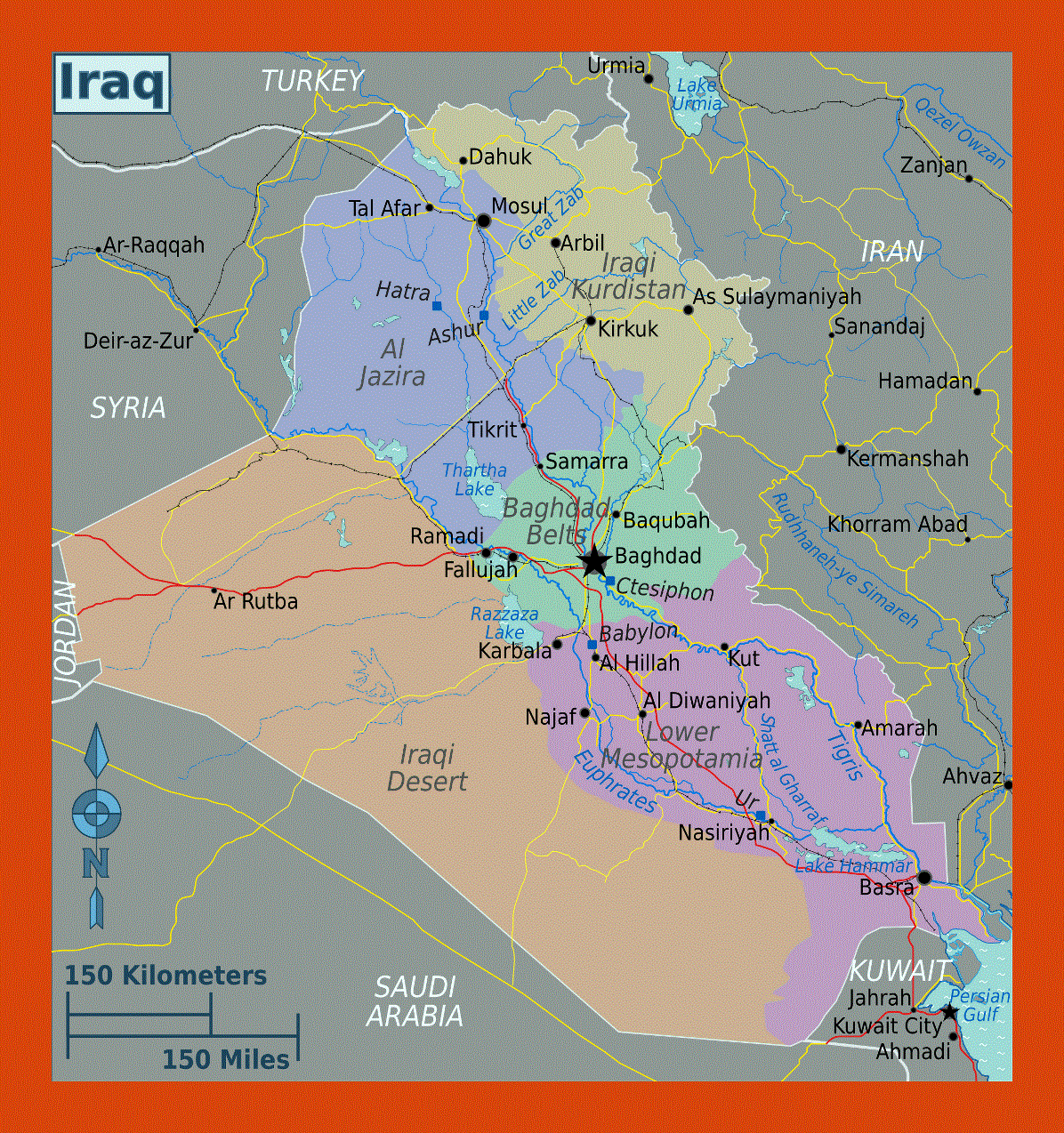 Regions map of Iraq