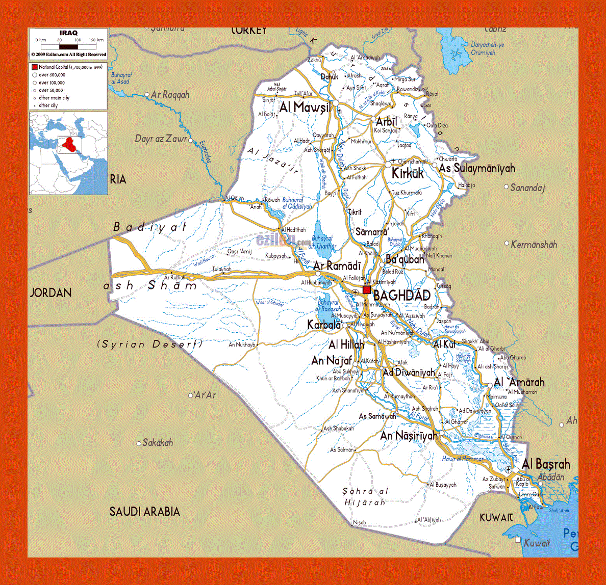 Road map of Iraq