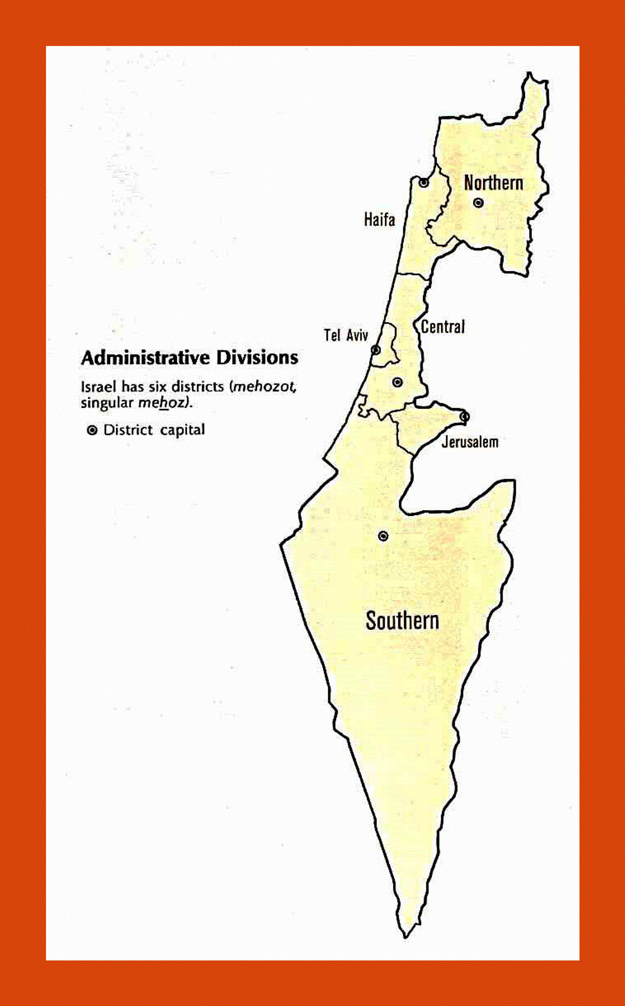 Administrative divisions map of Israel