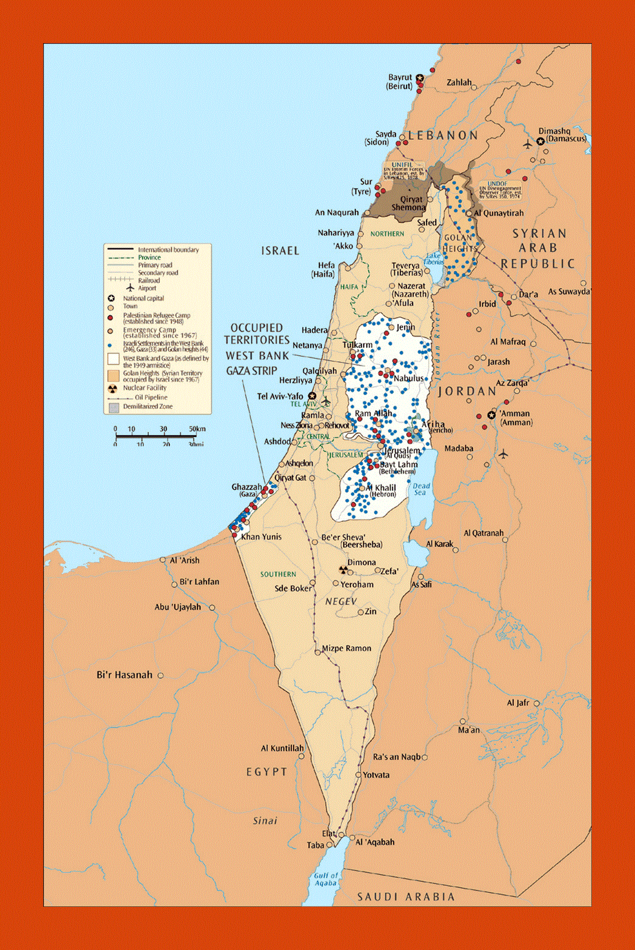 Map of Israel and the occupied territories