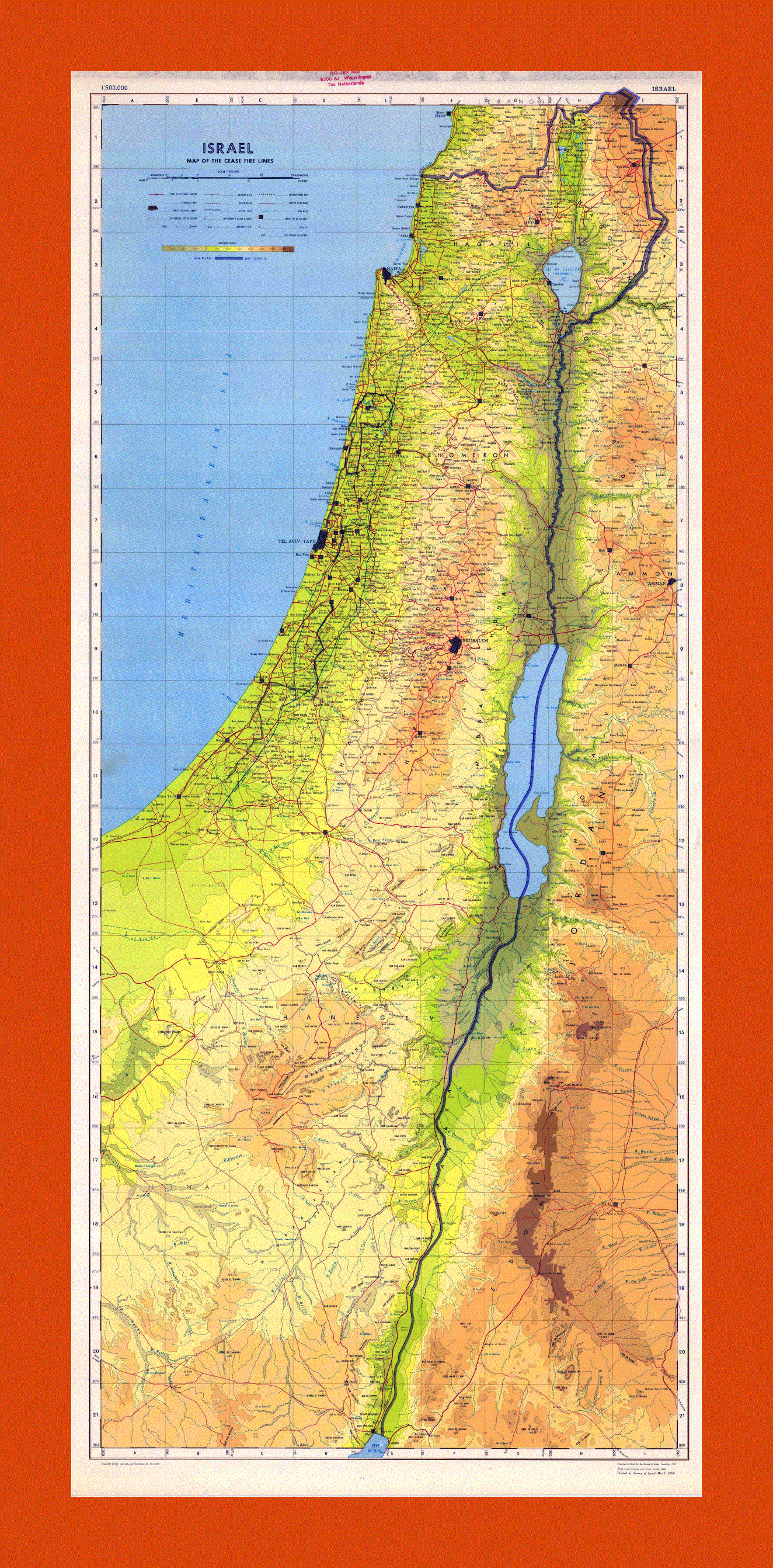 Physical map of Israel