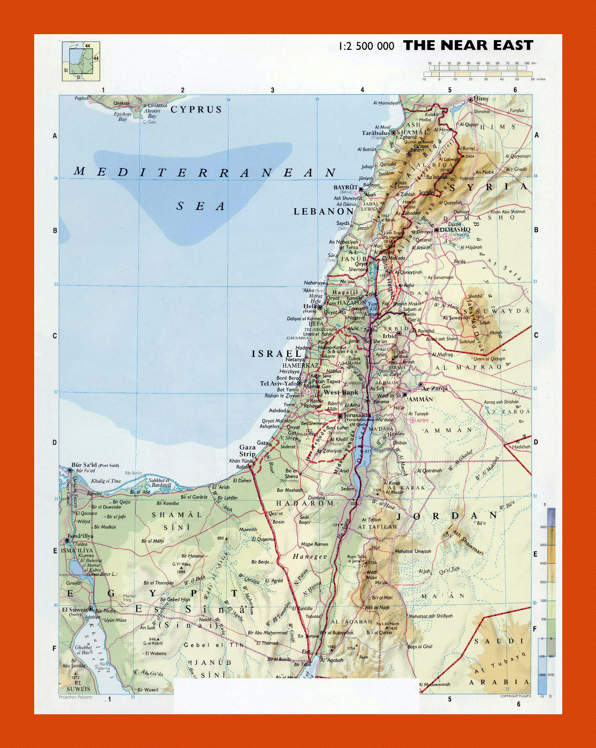 Physical map of Israel