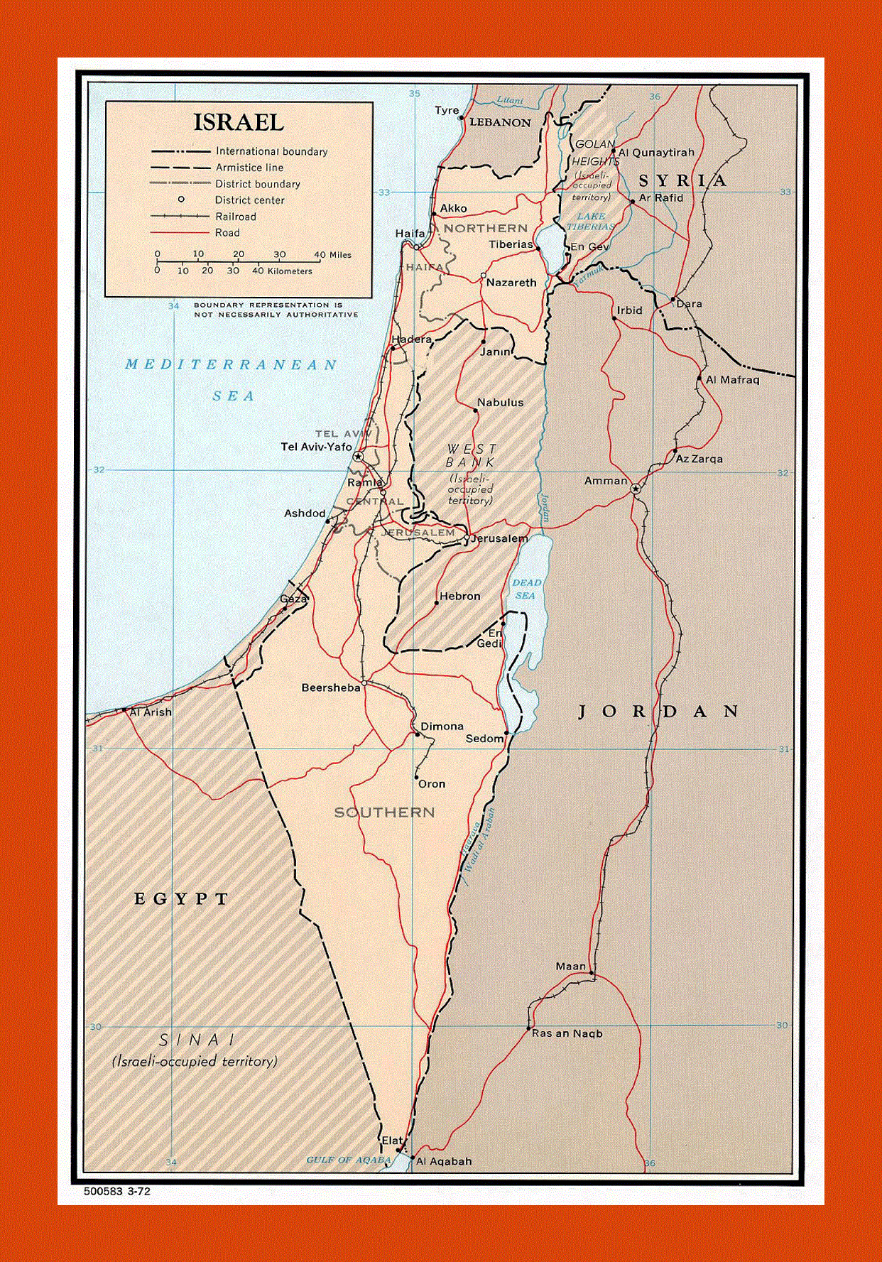 Political and administrative map of Israel- 1972
