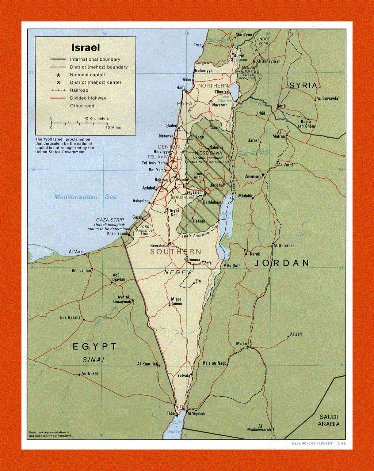 Political and administrative map of Israel - 1988 | Maps of Israel ...