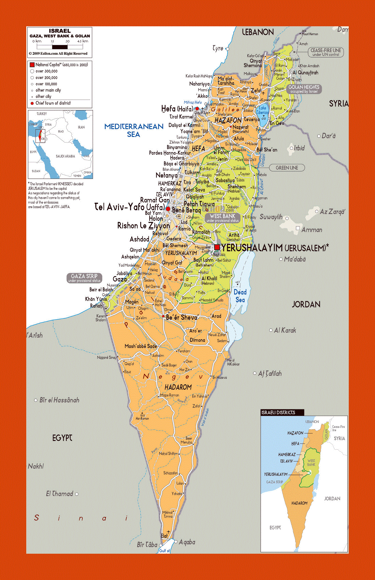 Political and administrative map of Israel