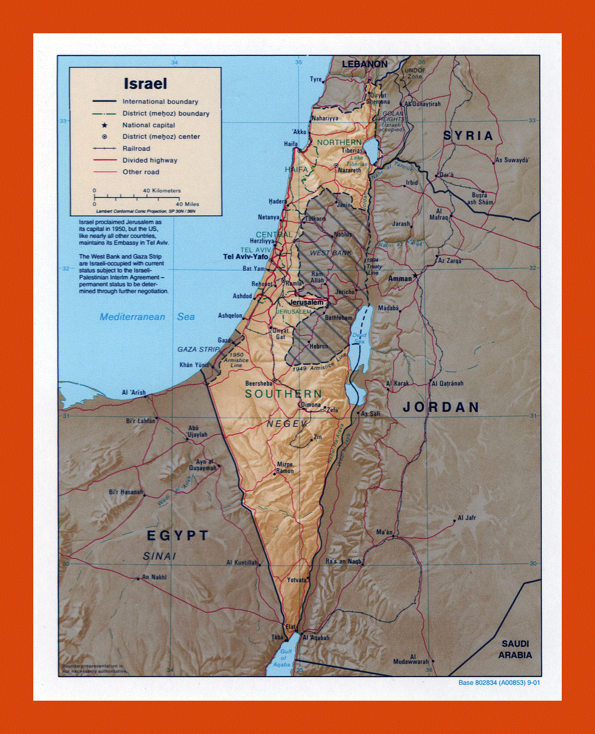 Political and administrative map of Israel - 2001