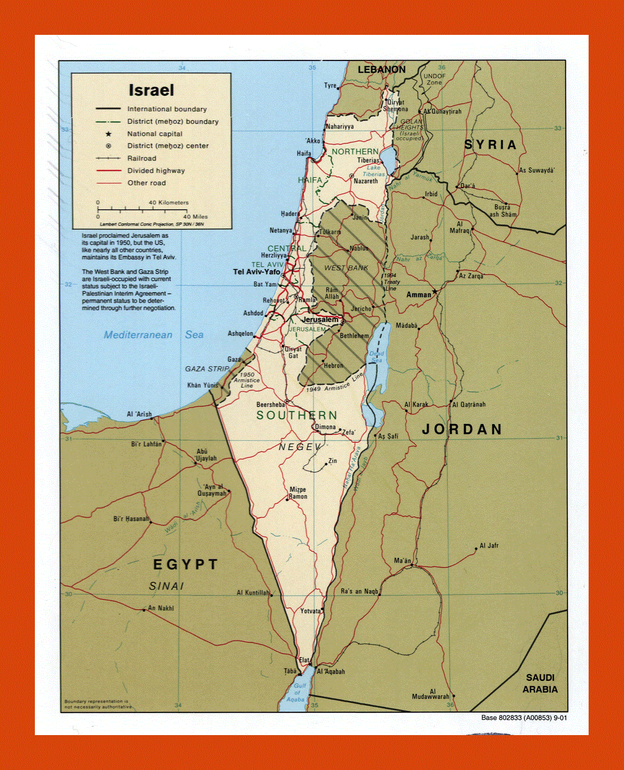 Political and administrative map of Israel - 2001