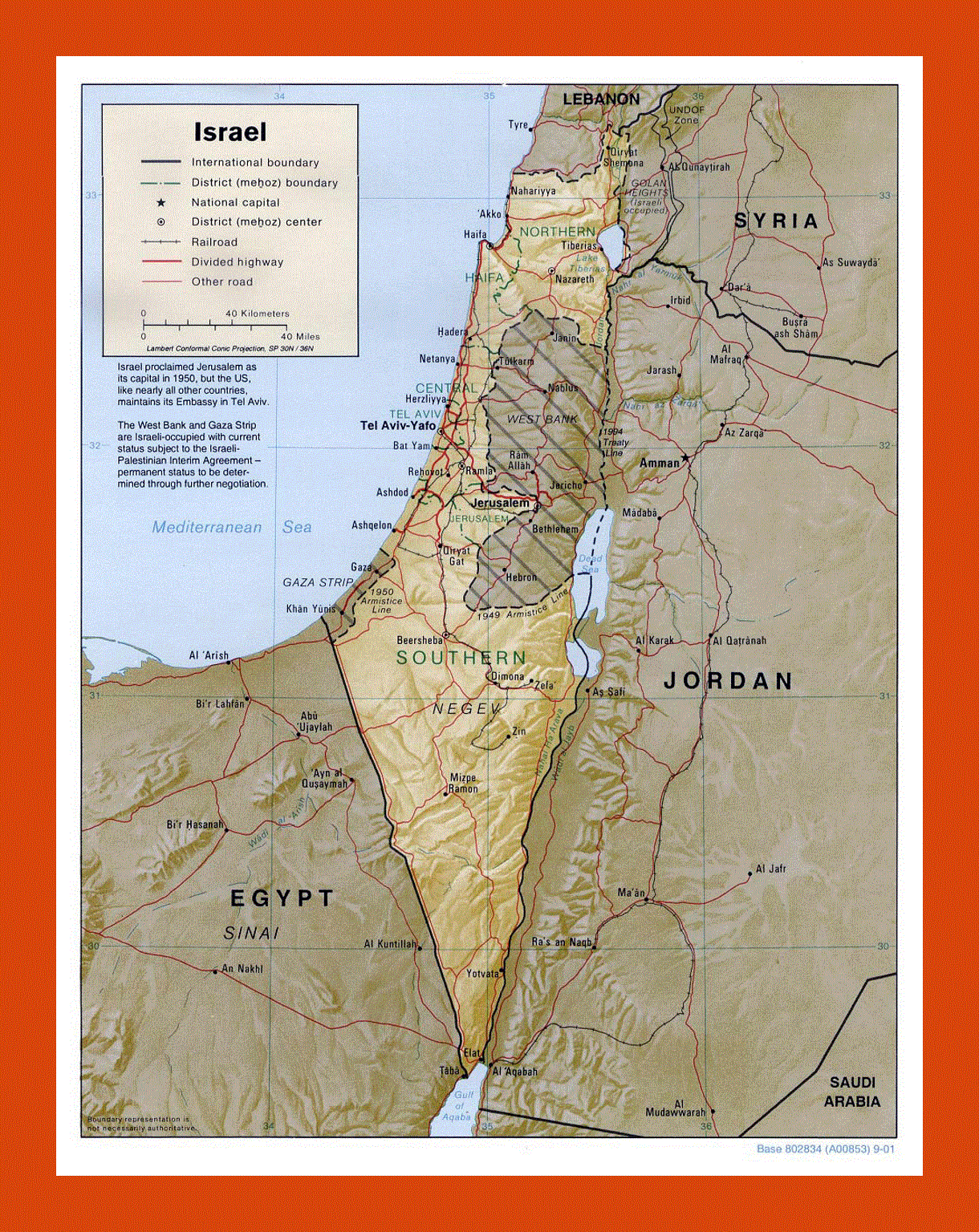 Political and administrative map of Israel - 2001