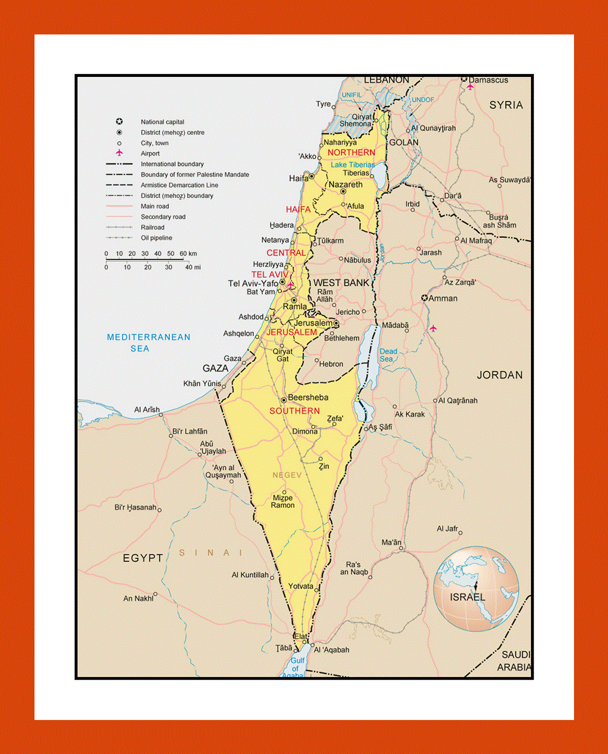 Political and administrative map of Israel