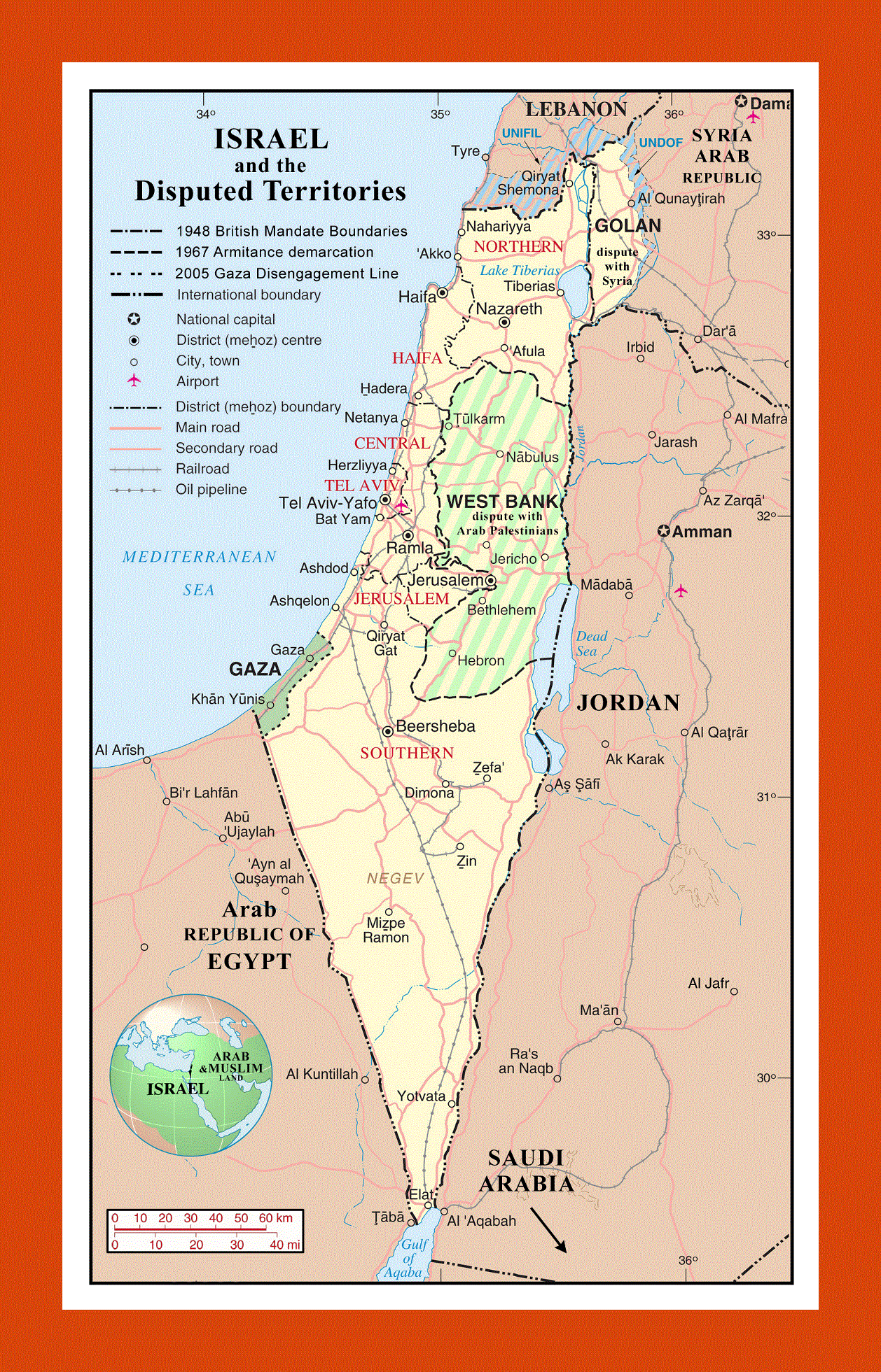 Political and administrative map of Israel