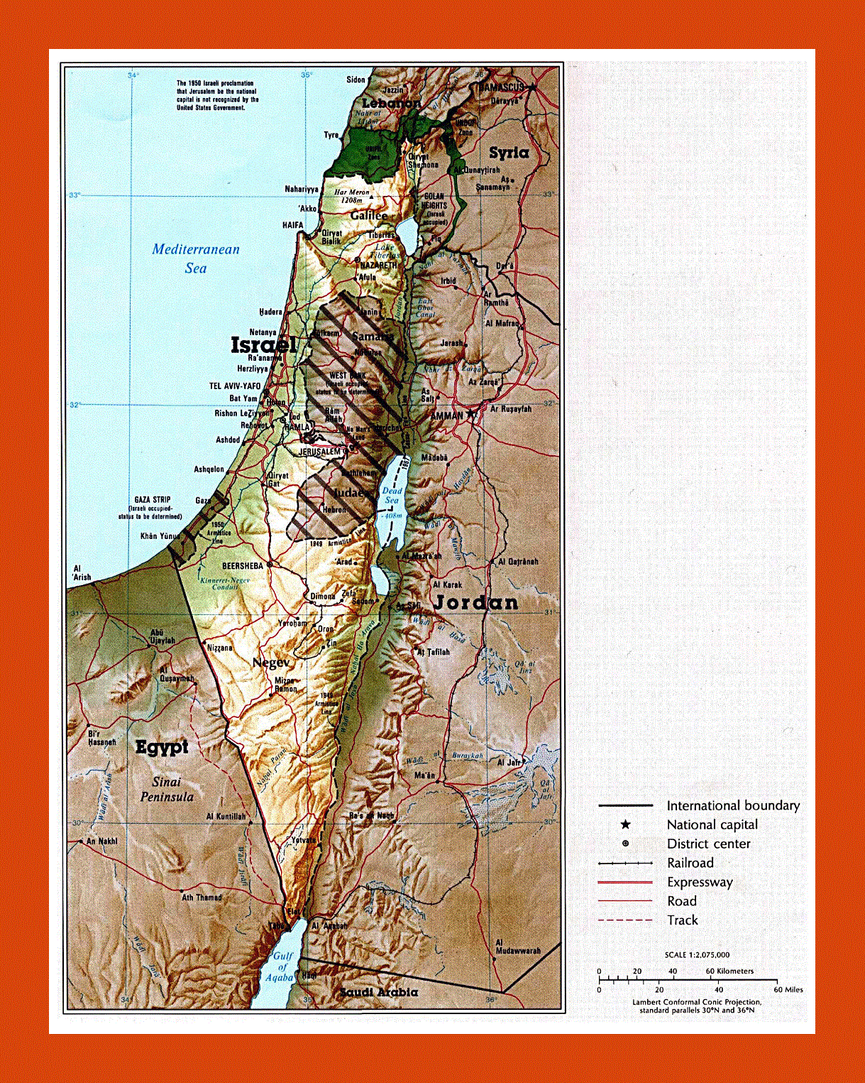 Political map of Israel