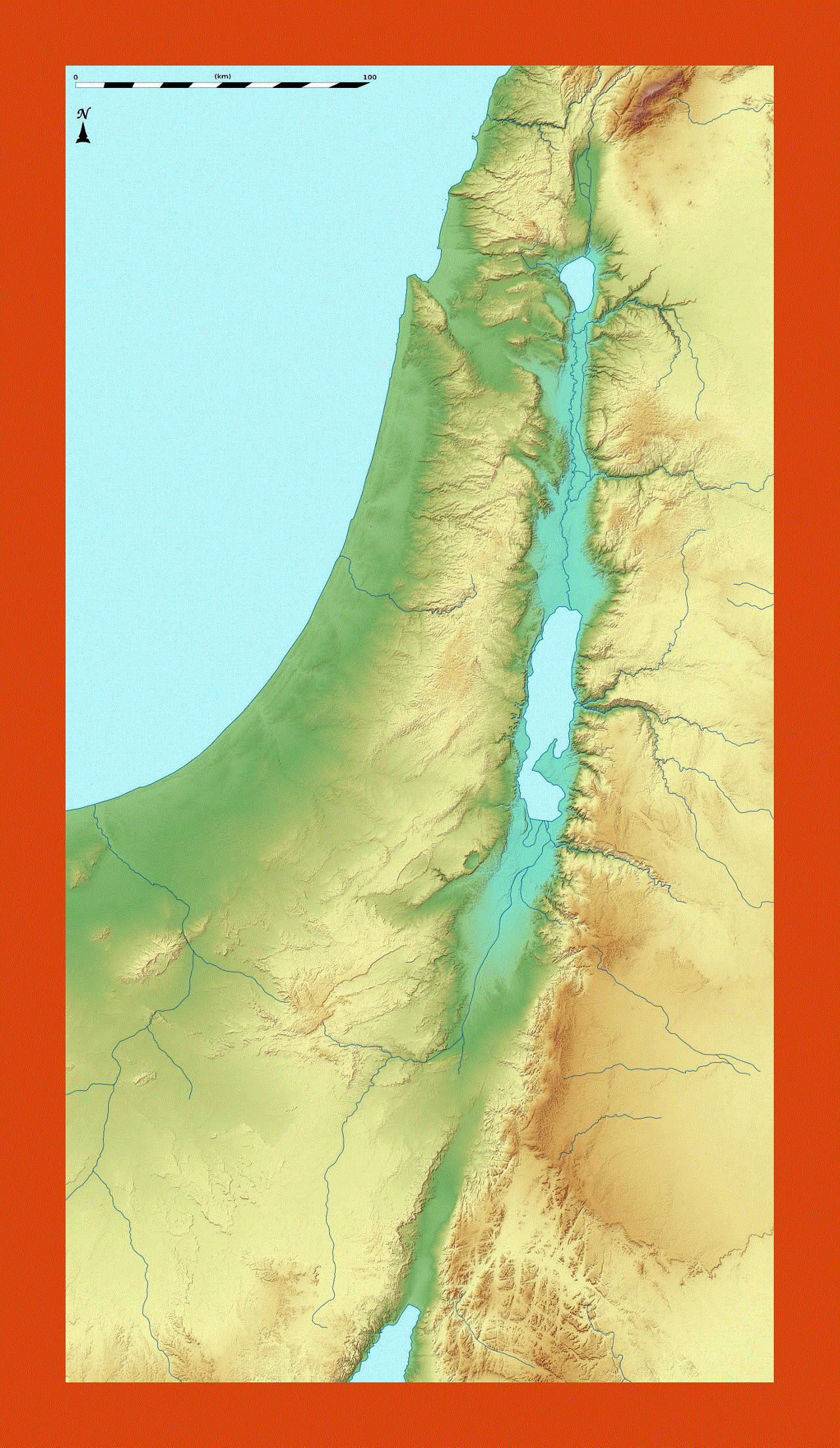 Relief map of Israel