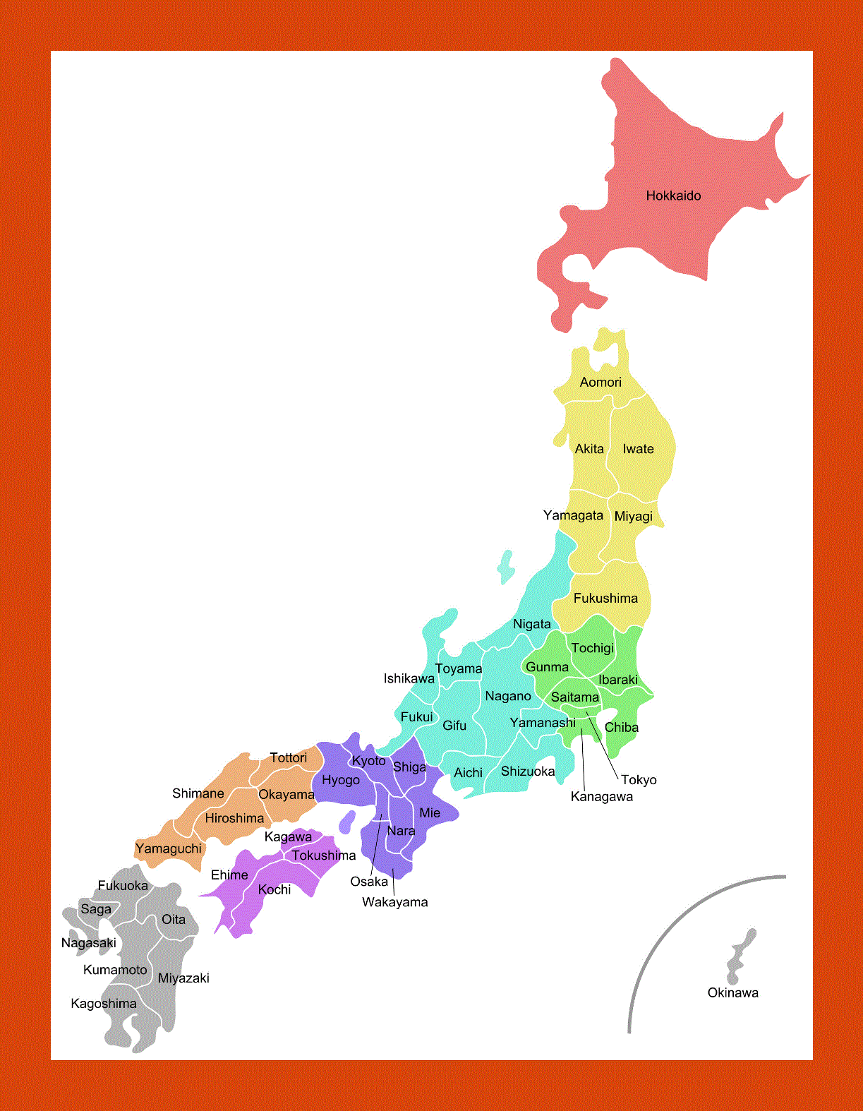 Administrative map of Japan
