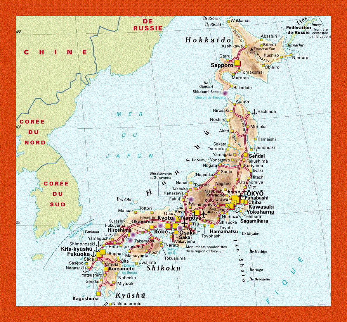 Elevation map of Japan