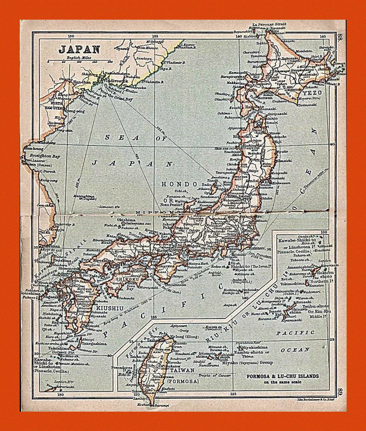 Old map of Japan - 1911