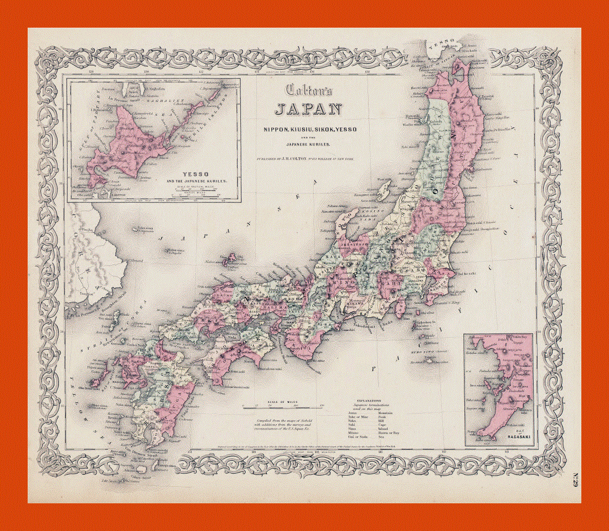 Old political and administrative map of Japan - 1855