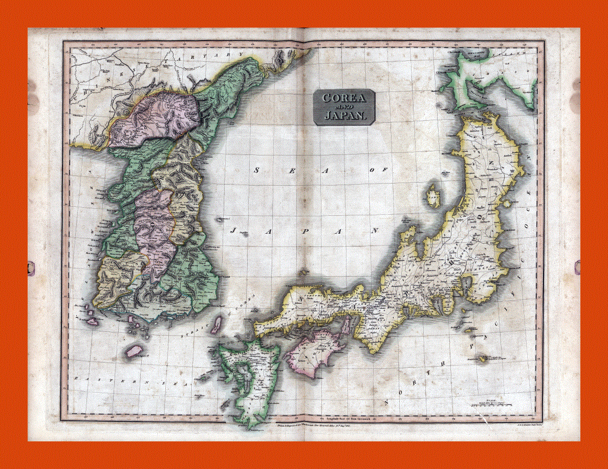 Old political map of Japan and Korea - 1815