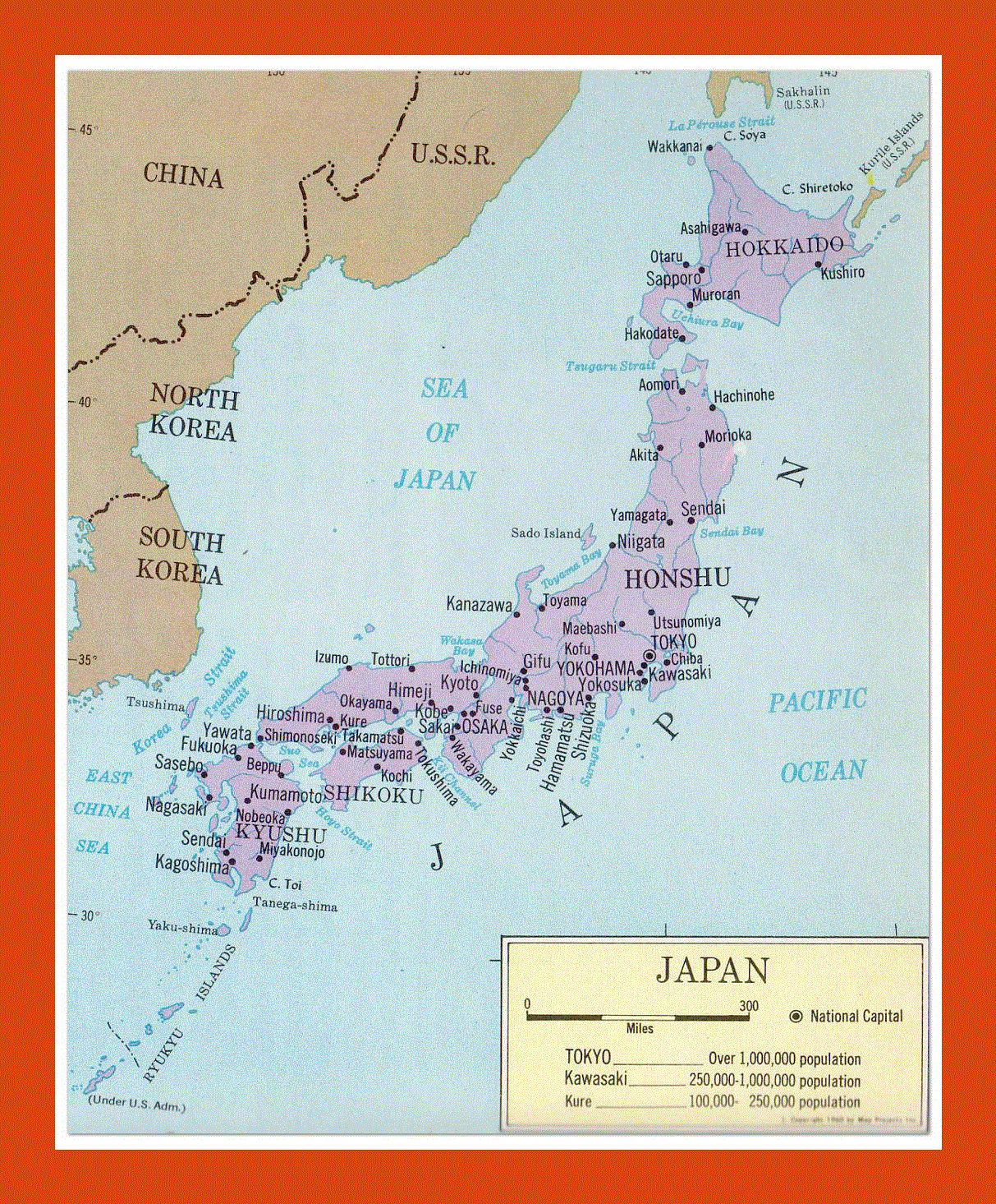 Political map of Japan - 1965