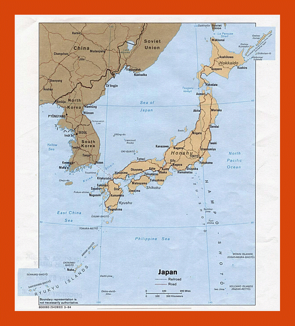 Political map of Japan - 1984