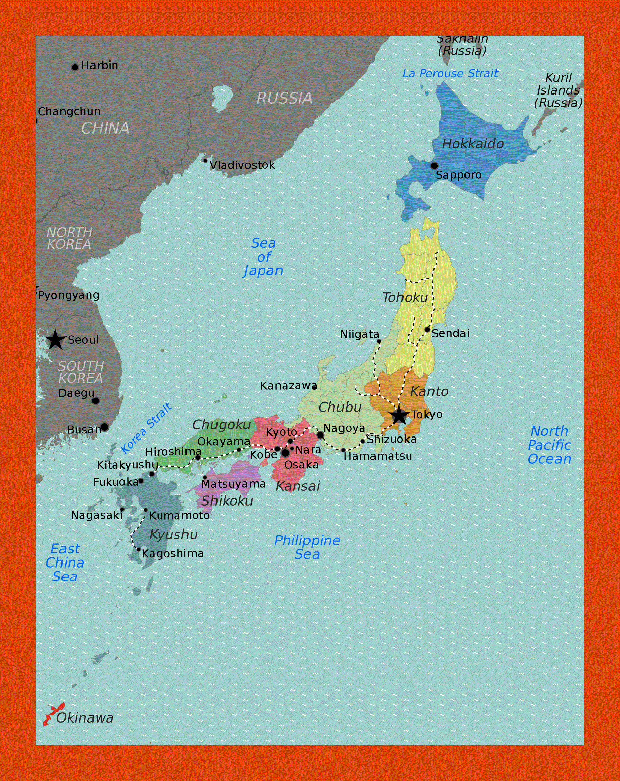 Regions map of Japan