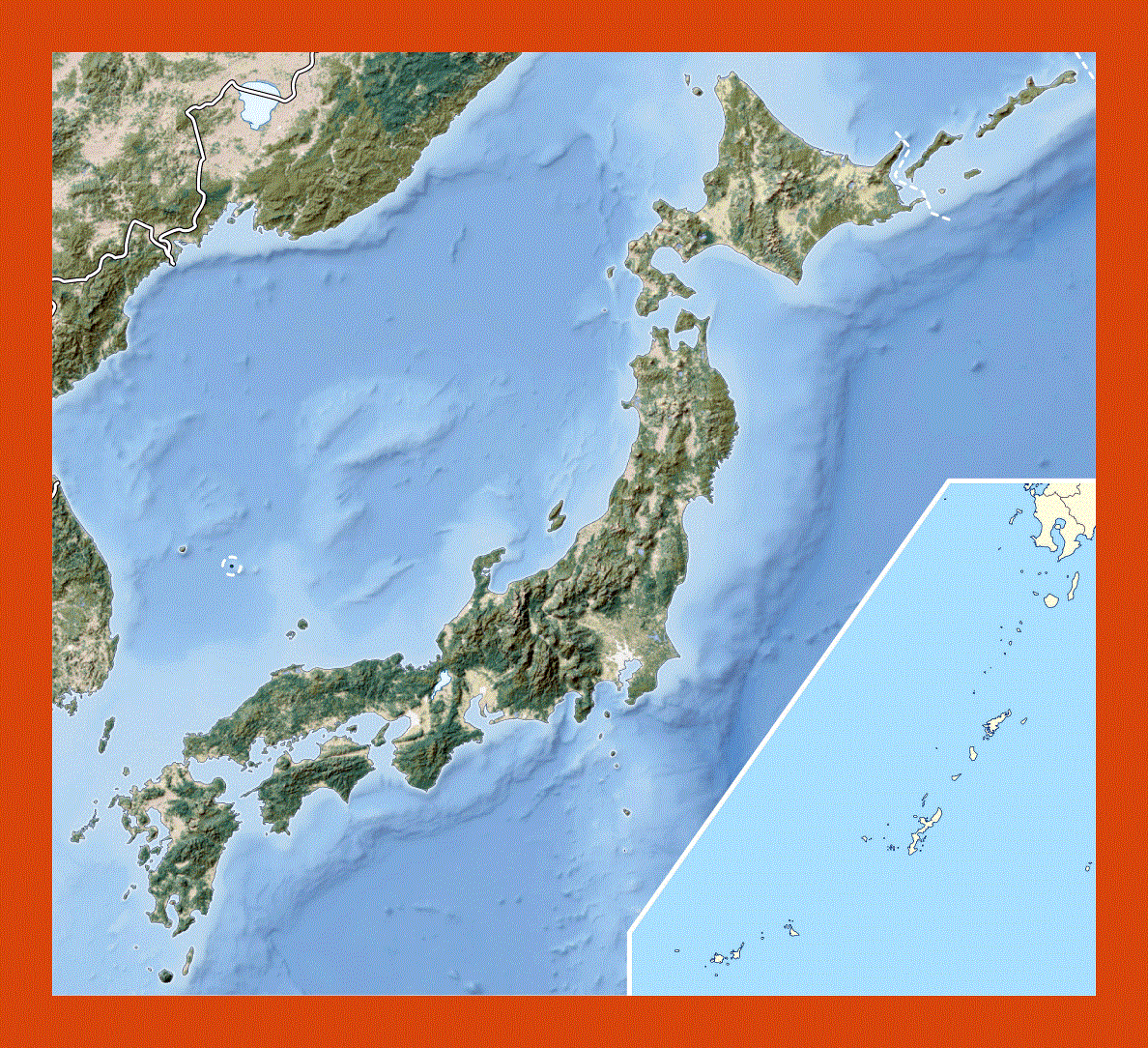 Relief map of Japan