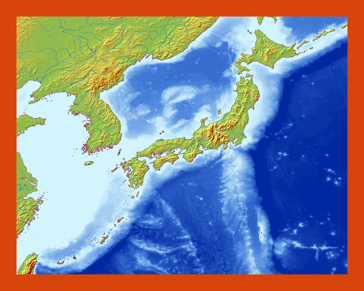 Relief map of Japan