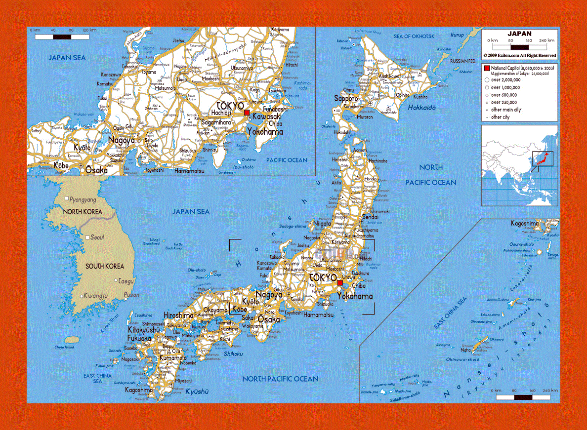 Road map of Japan