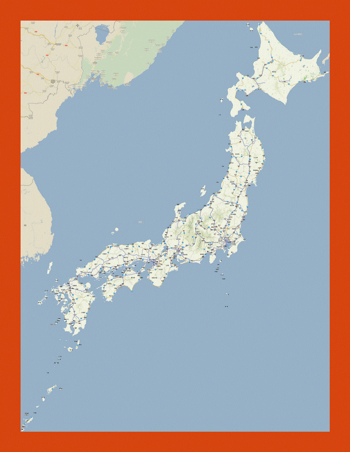 Road map of Japan in japanese