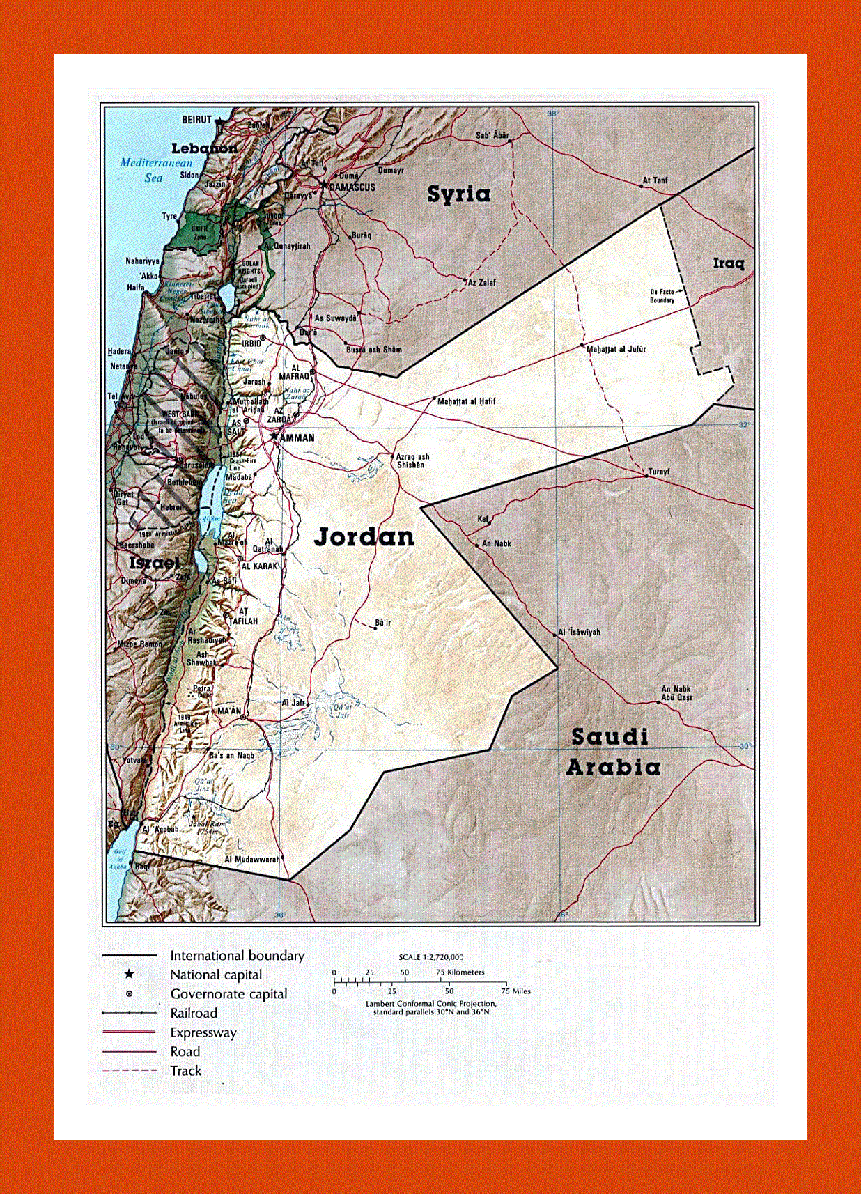 Political map of Jordan
