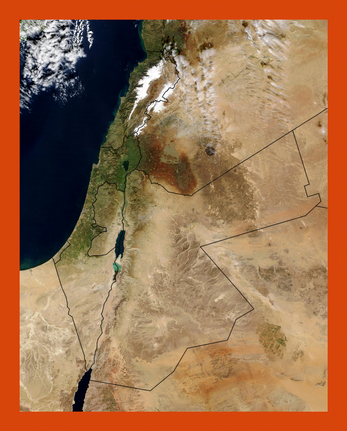 Satellite map of Jordan