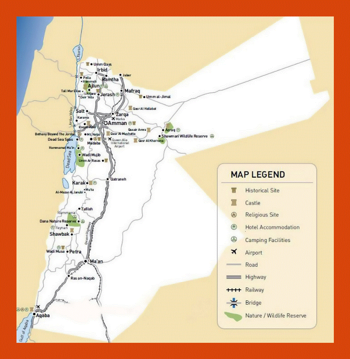 Tourist map of Jordan