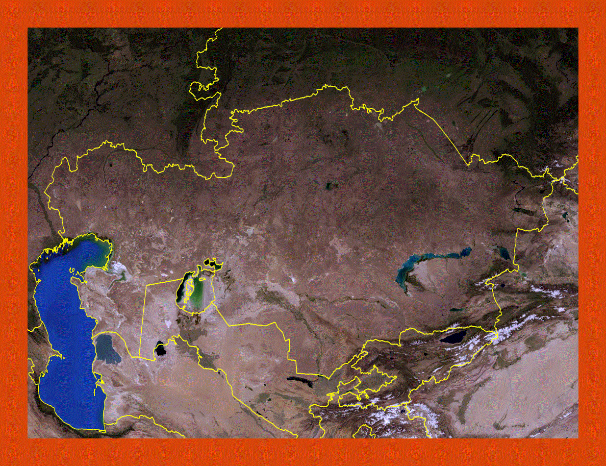 Satellite map of Kazakhstan