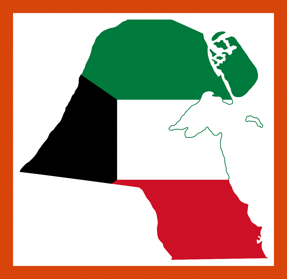 Flag map of Kuwait