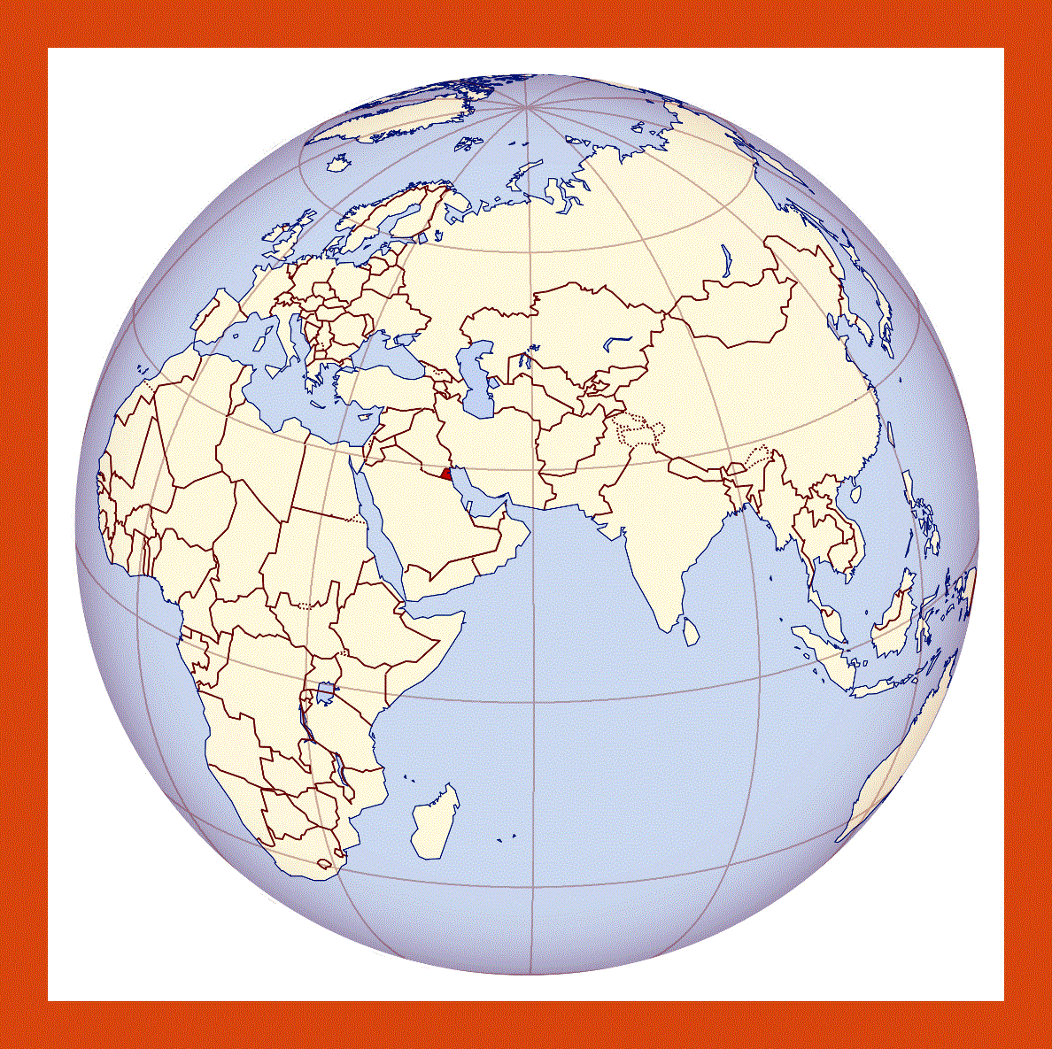 Location map of Kuwait in Middle East