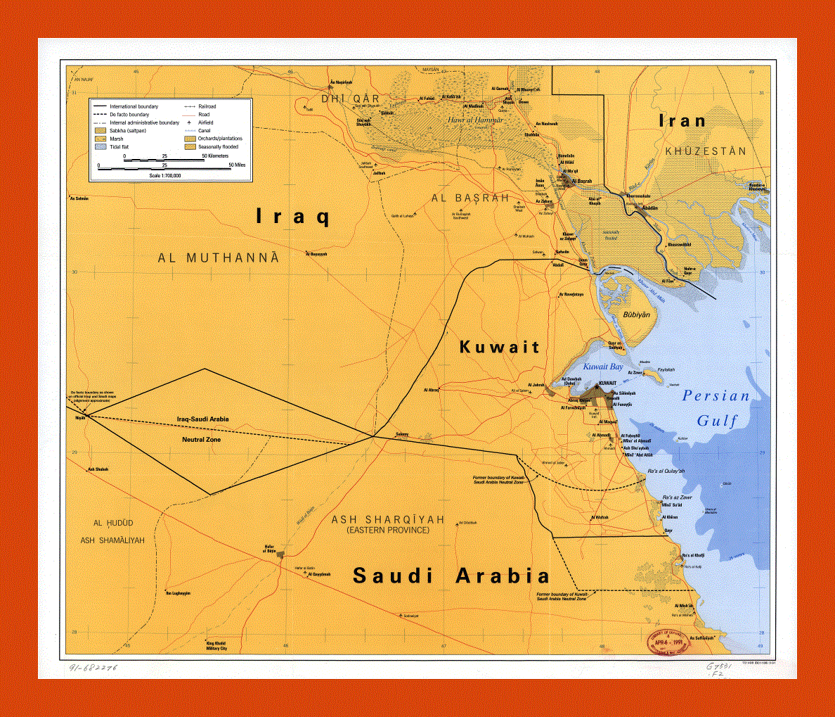 Map of Kuwait - 1991