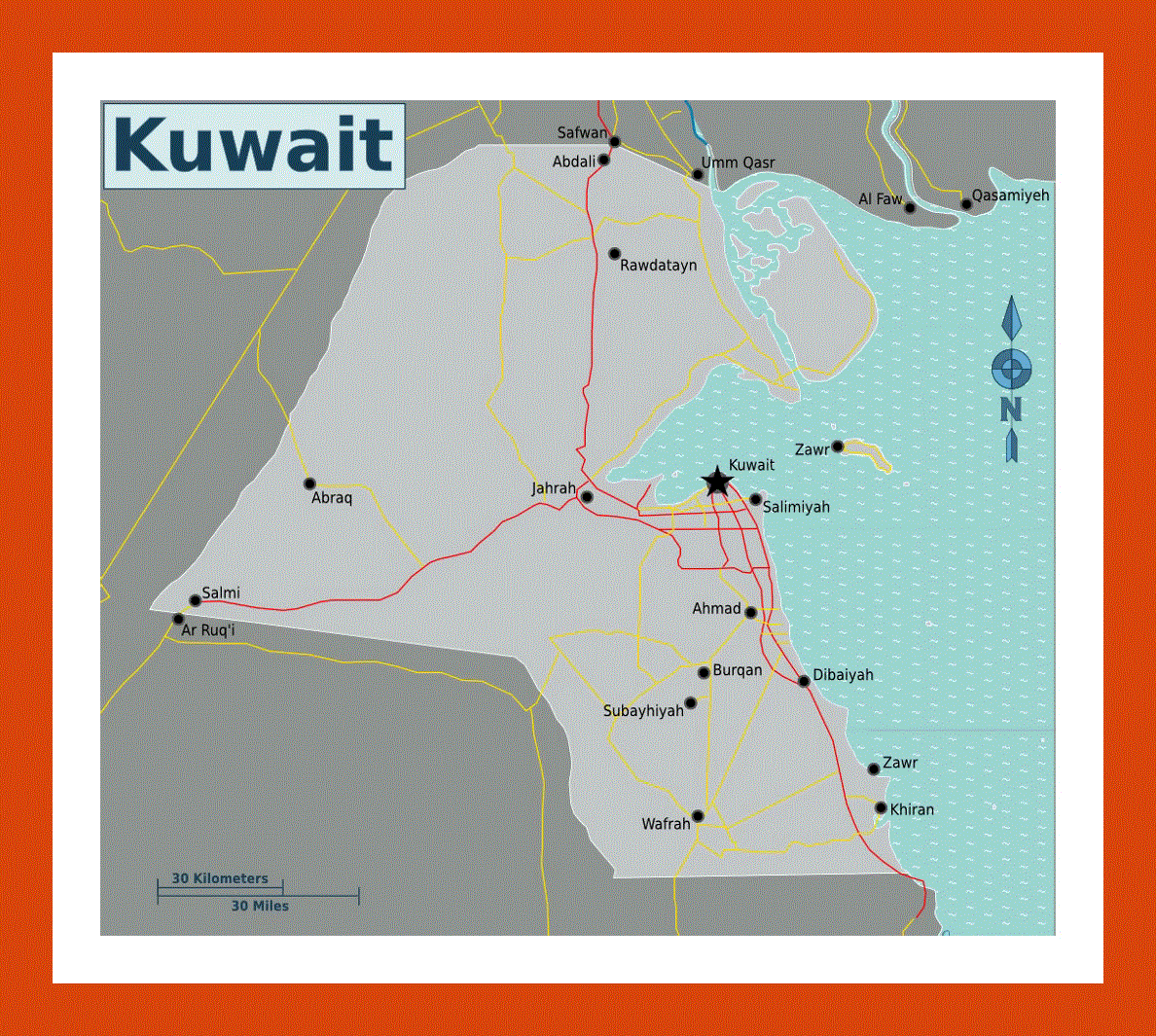 Map of Kuwait