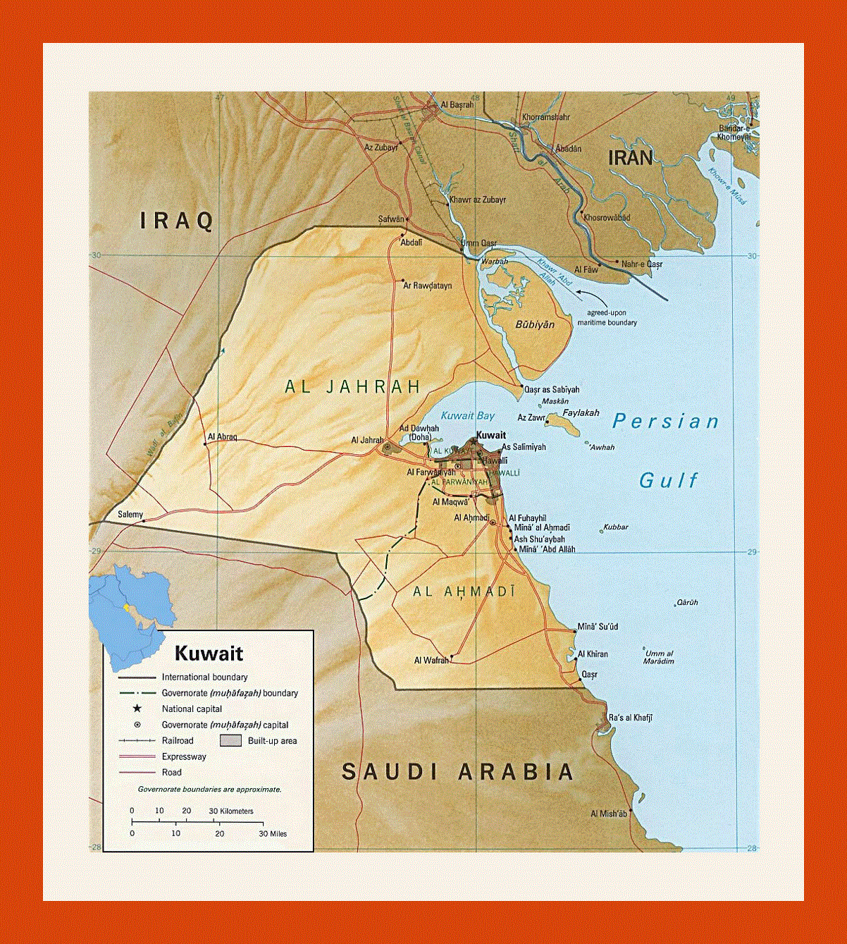 Political and administrative map of Kuwait